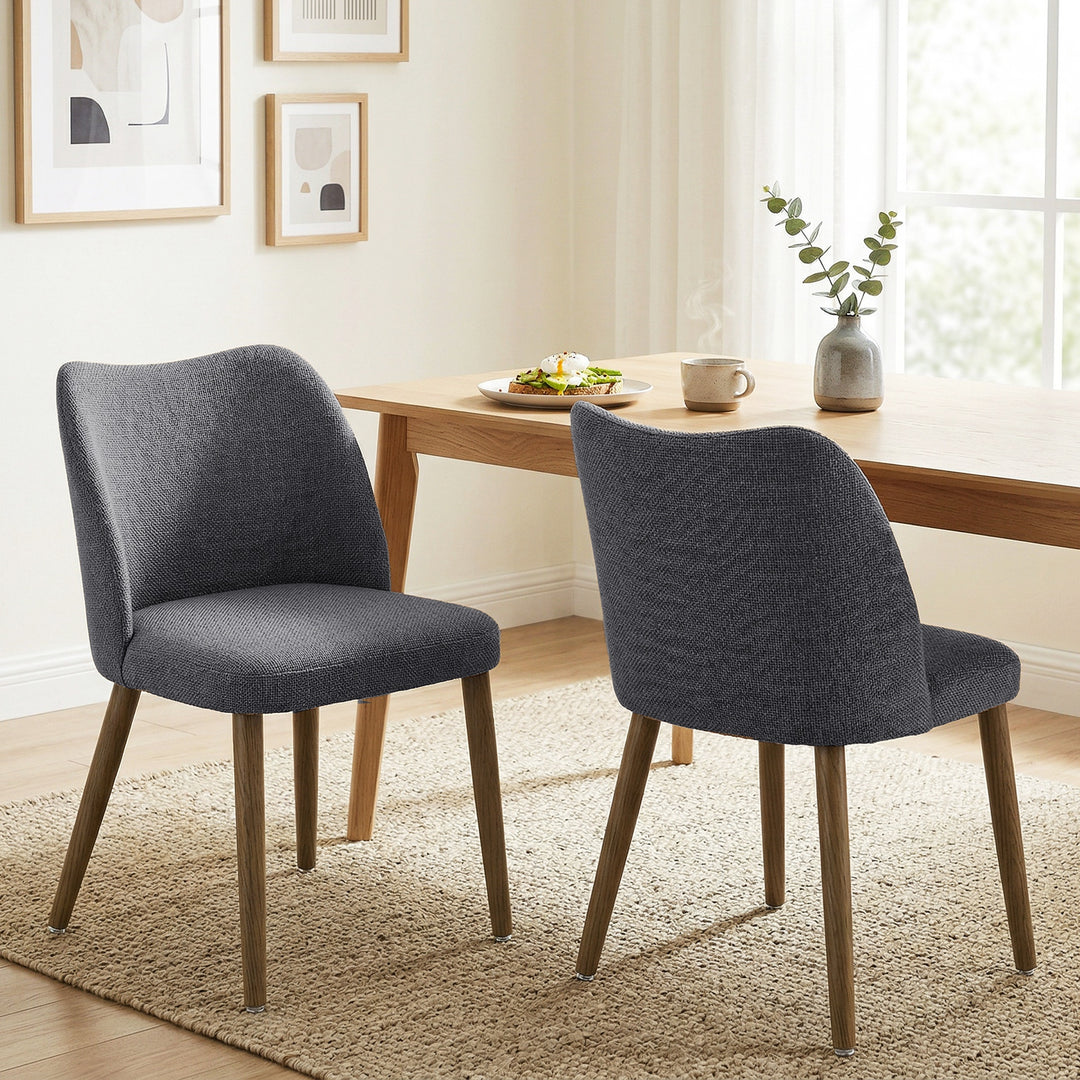 Dining Chairs Set of 2, Linen Upholstered Kitchen Chairs with Padded S