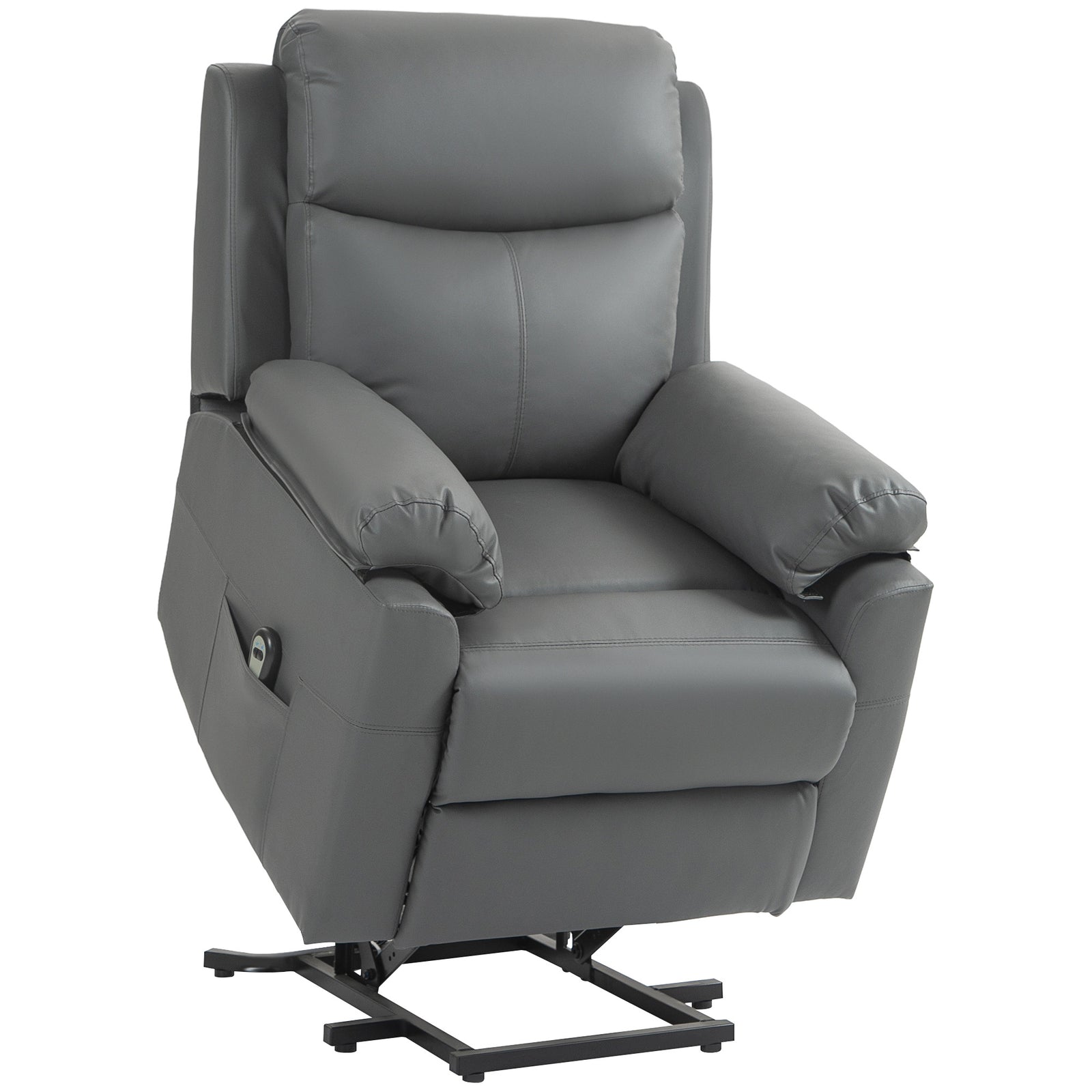 Faux Leather 70° Electric Riser Recliner Chair, Charcoal Grey