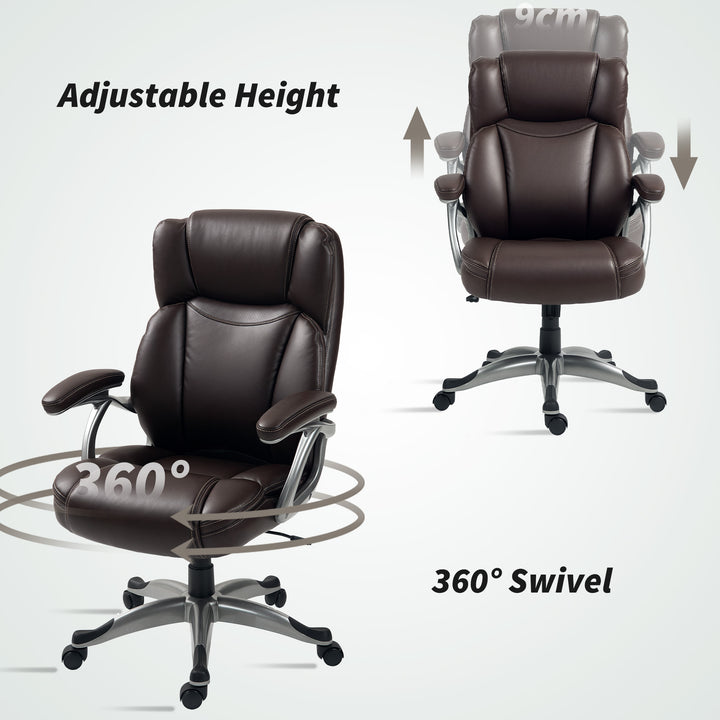 49.5-59cm Faux Leather Office Chair - Brown