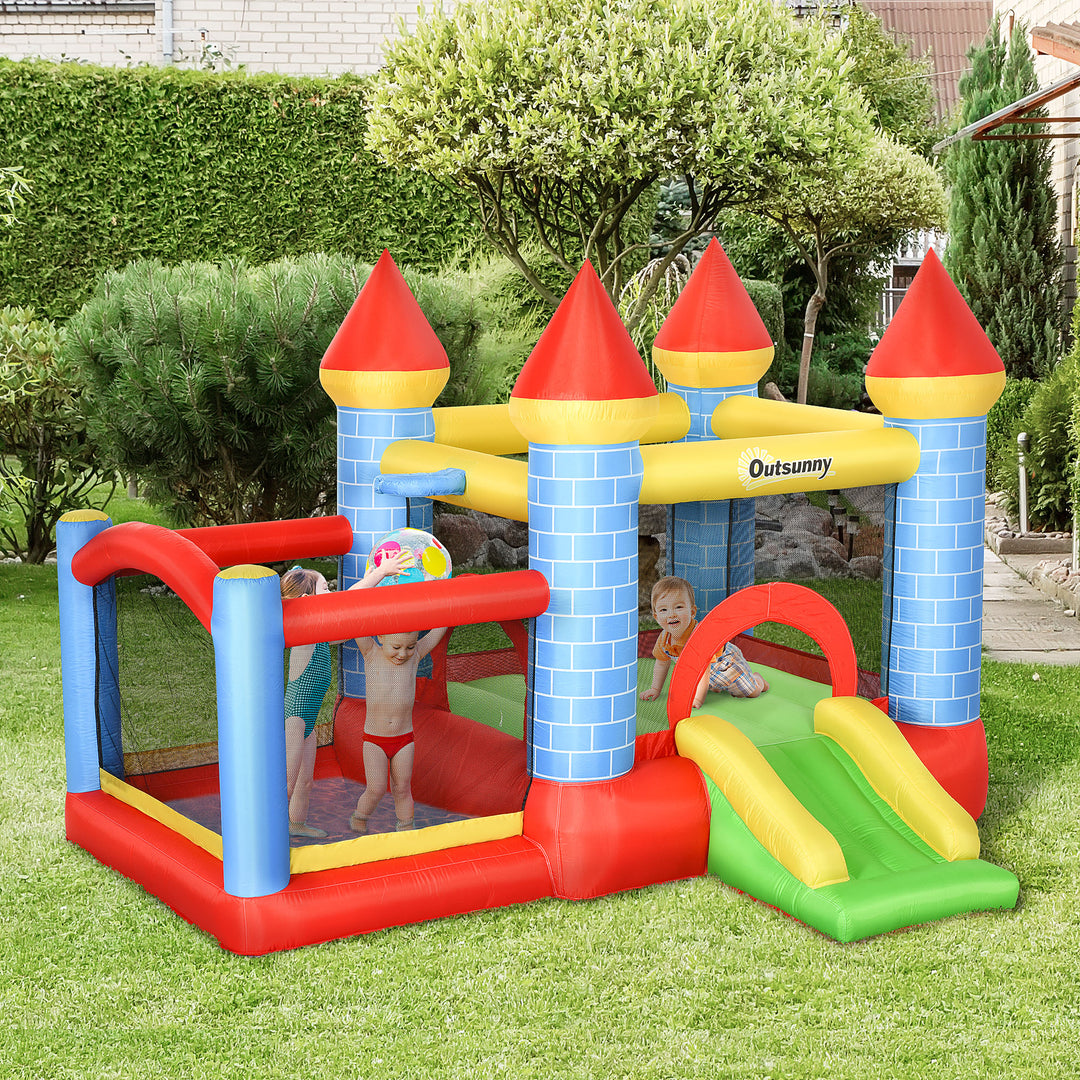 MCL Kids Bounce Castle Inflatable Trampoline Slide Pool Basket for Kids Age 3-10, 3 x 2.75 x 2.1m