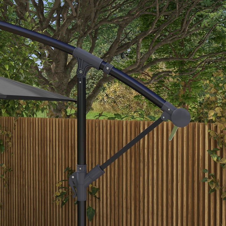 3(m) Cantilever Overhanging Parasol, with Cross Base - Grey