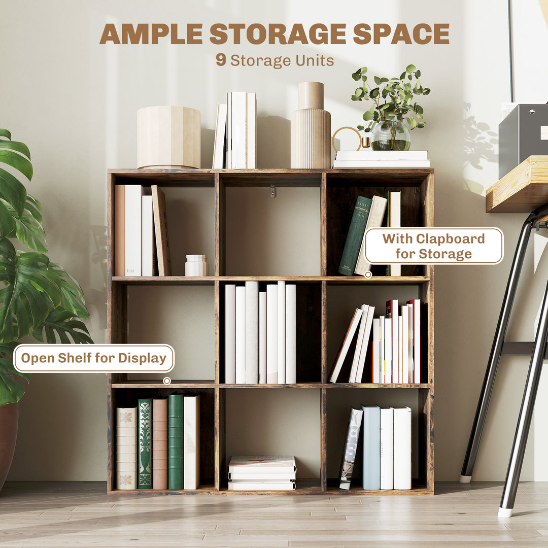 Nine-Cube Storage Shelf - Rustic Brown