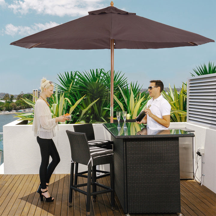 Outsunny Elegant Wooden Garden Parasol: 2.5m Patio Sunshade with UV Protection, Coffee Hue | Aosom UK