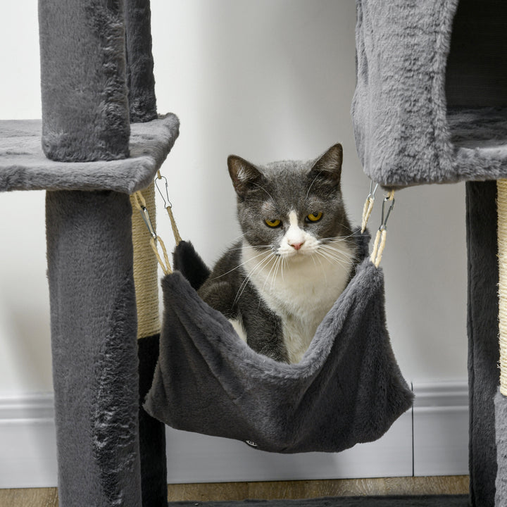 177cm Cat Tree with Scratching Post, Hammock, Cat House - Dark Grey