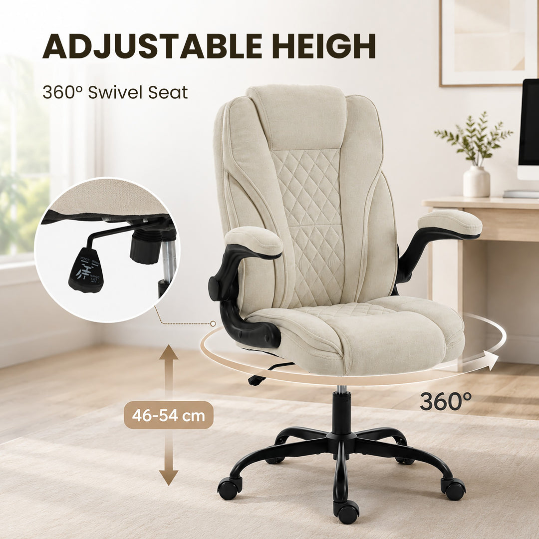 Office Chair, Ergonomic Desk Chair with Flip-up Armrest, Pocket Spring