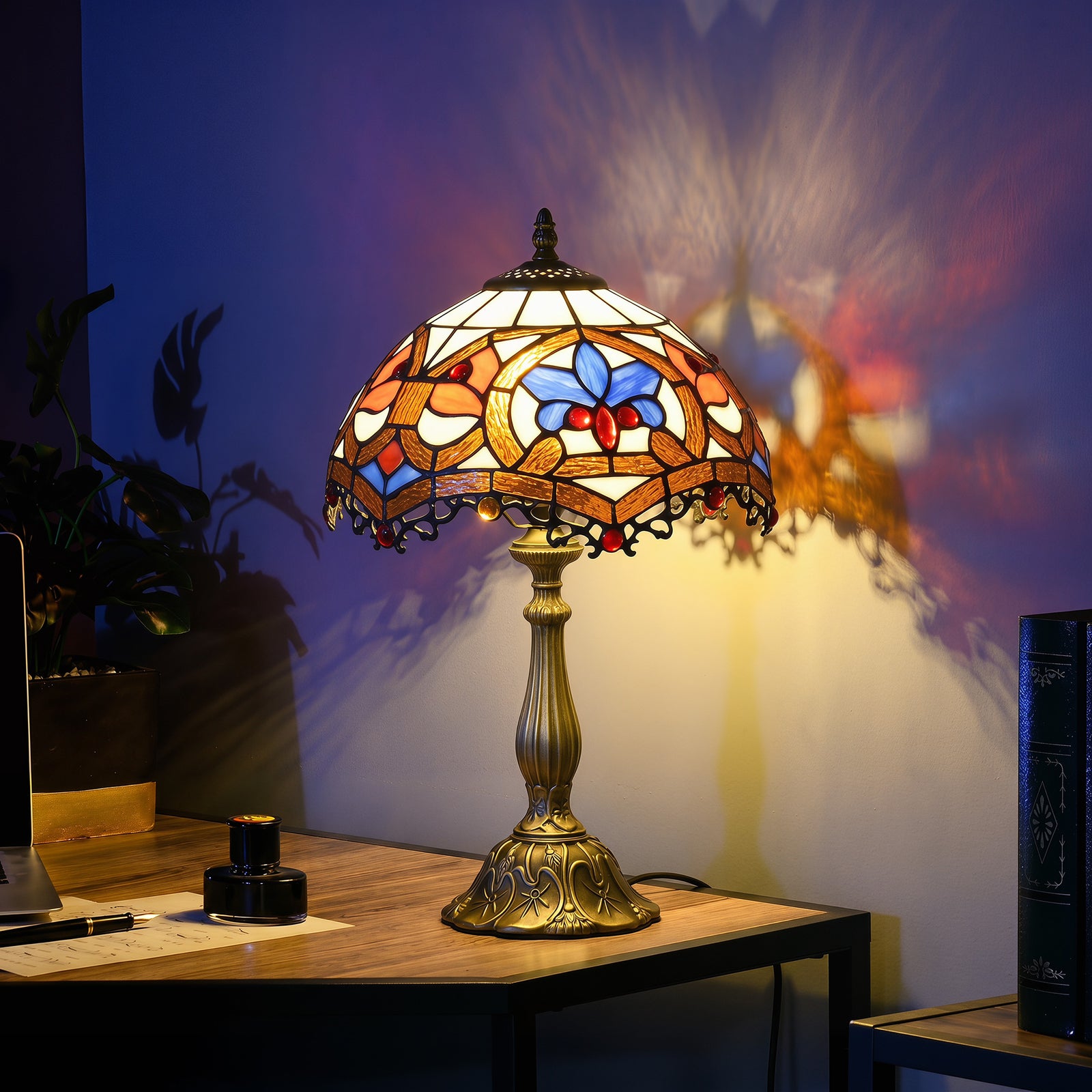 Tiffany Lamp, Stained Glass Table Lamp, Handcrafted Artisan Collectibl