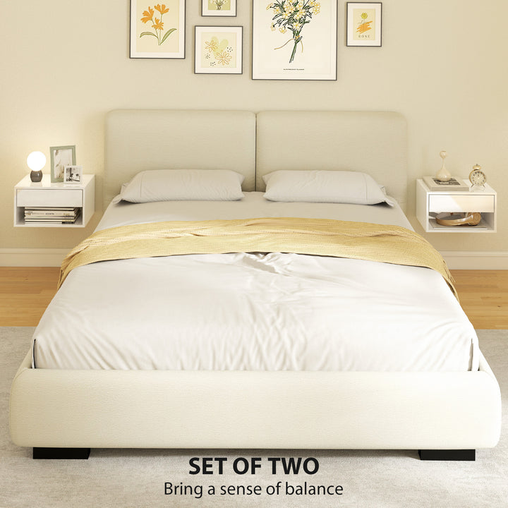 Set of Two Floating Bedside Tables, Wall Mounted Nightstand with Drawe