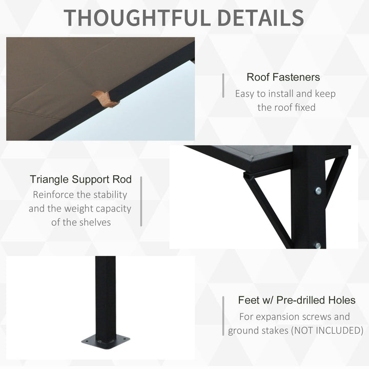 MCL 2.4 x 1.5 m (8' x 5') Grill Gazebo Canopy with Extendable Side Awnings, Outdoor BBQ Gazebo Shelter with 2 Side Shelves for Garden, Patio, Barbecue, Picnic, Coffee