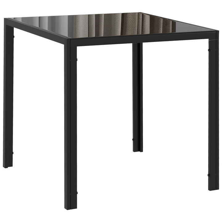 Modern Square Dining Table for 2-4 People, with Glass Top &amp; Metal Legs