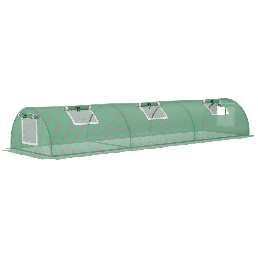Mini Greenhouse, Portable Tunnel Green House, Green Grow House Steel Frame with 5 Mesh Windows, 3 M, Green