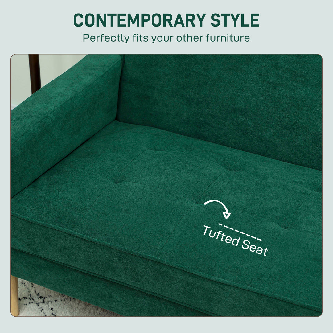 Two-Seater Velvet-Feel Sofa - Green
