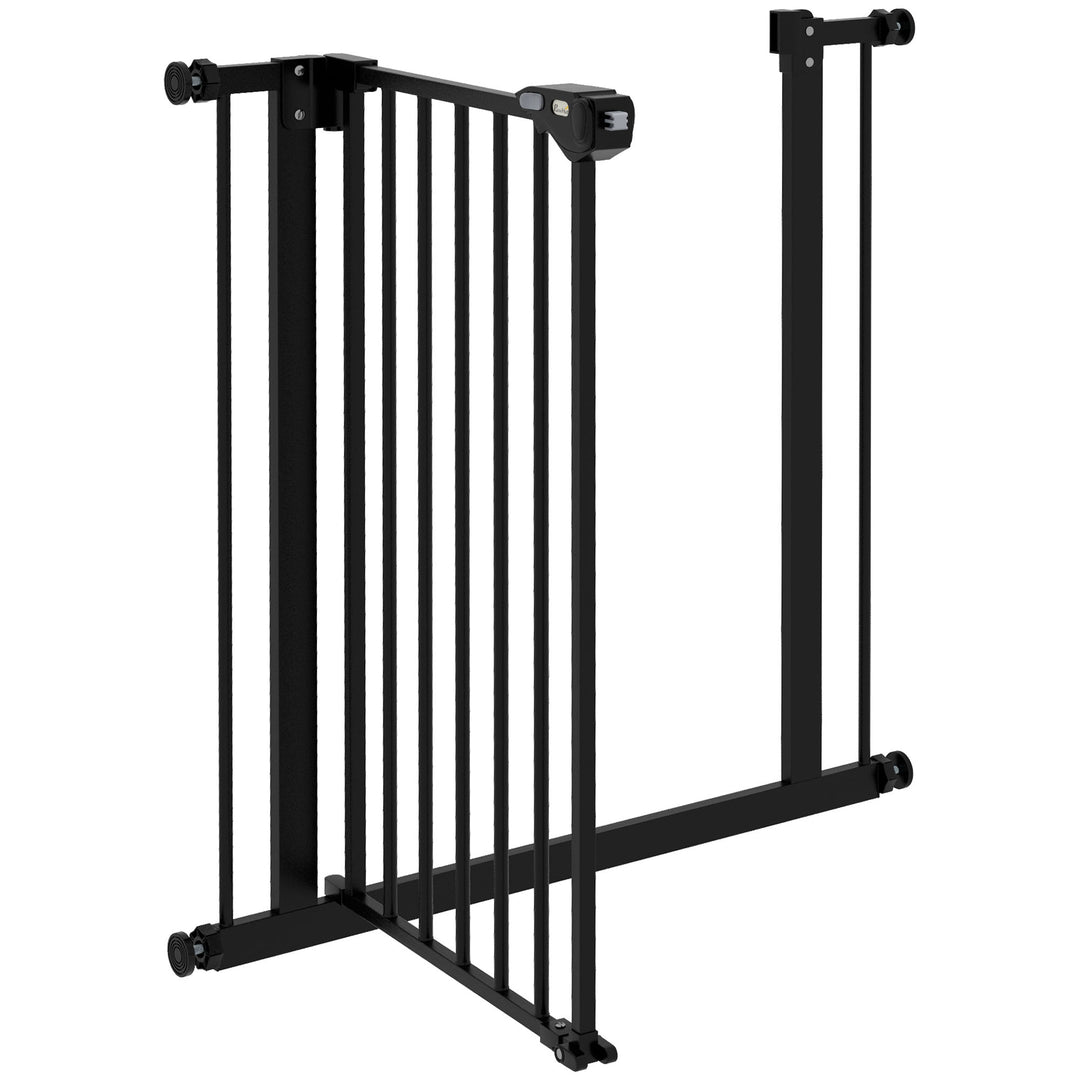 PawHut Adjustable Metal Dog Gate, Safety Barrier for Pets, 74-80cm Wide, Easy Installation, Black | Aosom UK