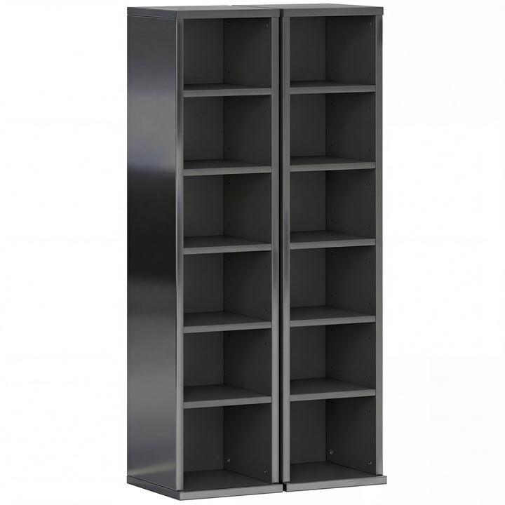 Set of 2 CD Media Display Shelf Unit Tower Rack with Adjustable Shelve