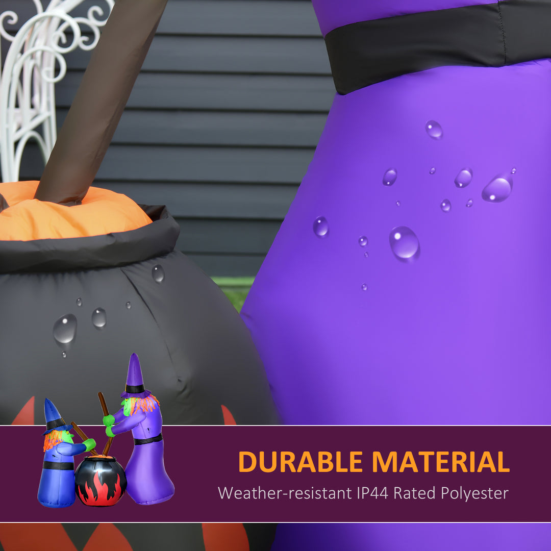 1.8m Inflatable Halloween Lawn Decoration with LED Witches Around A Black Cauldron Outdoor Air Blown Holiday Décor