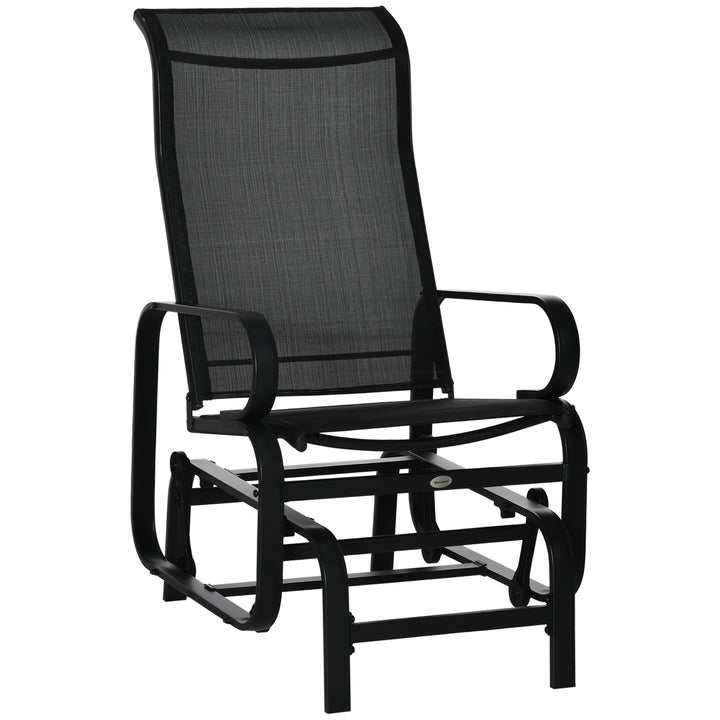 Outdoor Gliding Rocking Chair with Sturdy Metal Frame Garden Comfortable Swing Chair, Black