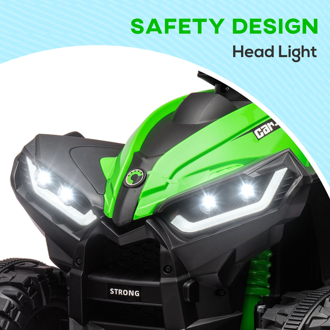 12V Ride-On Quad Bike, with Music, Horn, LED Lights, for Ages 3-5 Years, Green