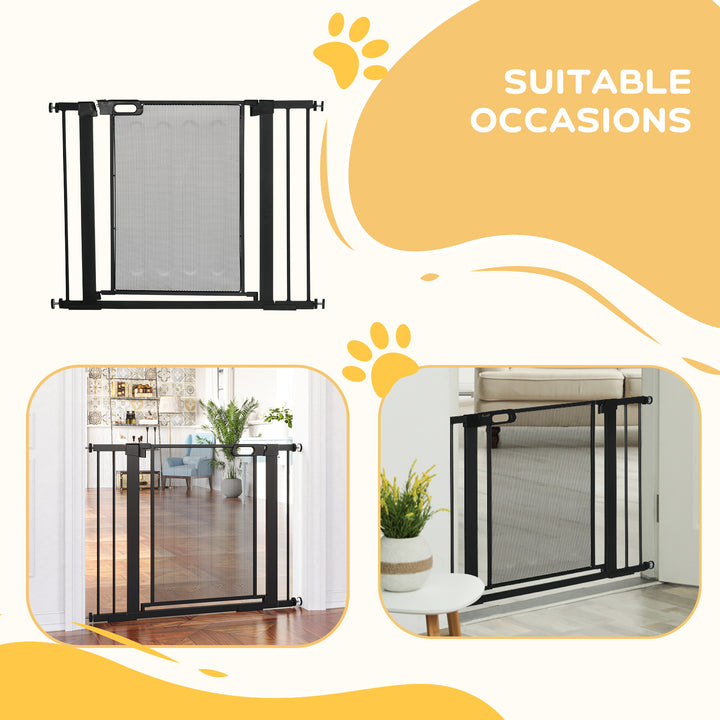 Pressure Fit Safety Gate, for Staircases, Hallways, Doorways w/ Extensions Kit, 75-103CM Adjustable Width - Black