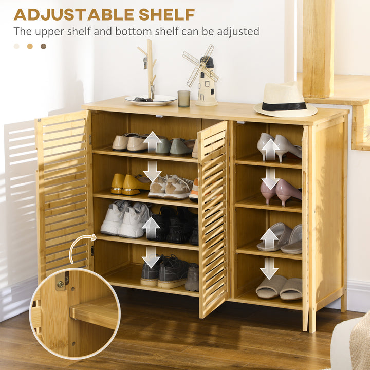 Rustic Shoe Cabinet, 3 Door Shoe Storage Cabinet with 8 Shelves