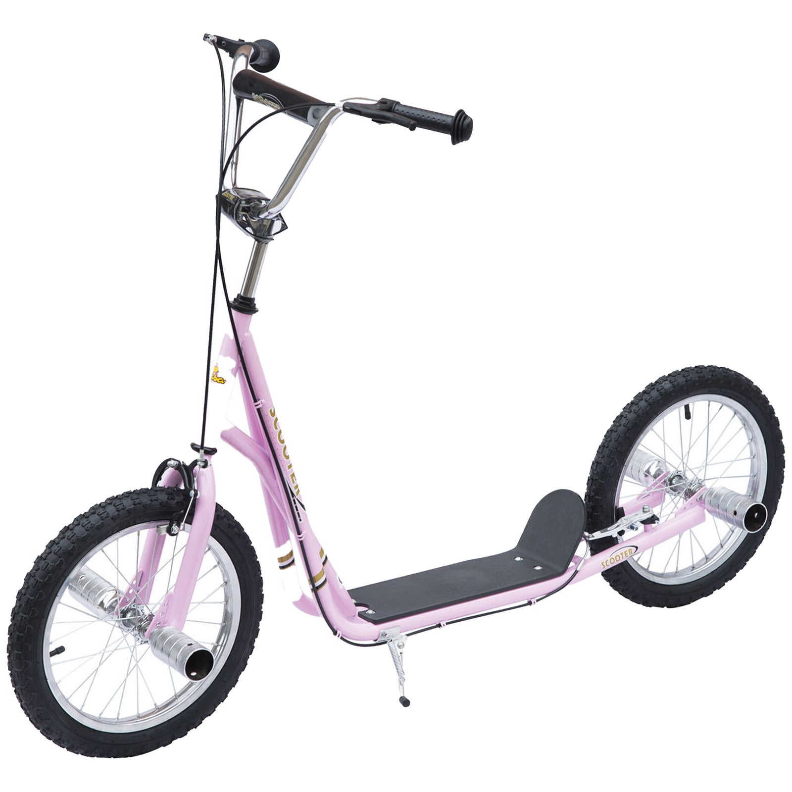 Stunt Scooter, Kids Scooter with 16" Big Wheels, Adjustable Height, Dual Brakes, for Ages 5+ Years, Pink