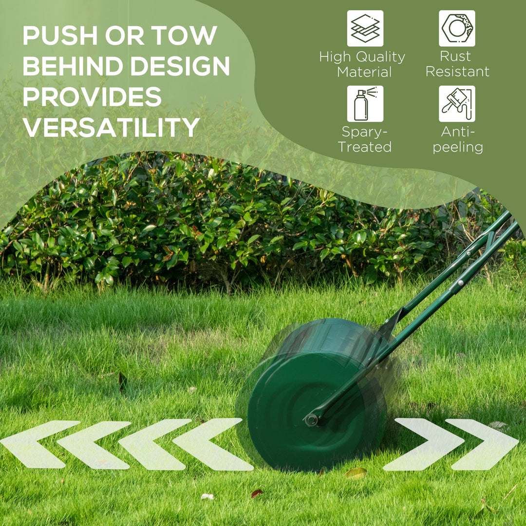 40L Lawn Roller Drum Scraper Bar Collapsible Handle Water or Sand Filled Φ32cm Green