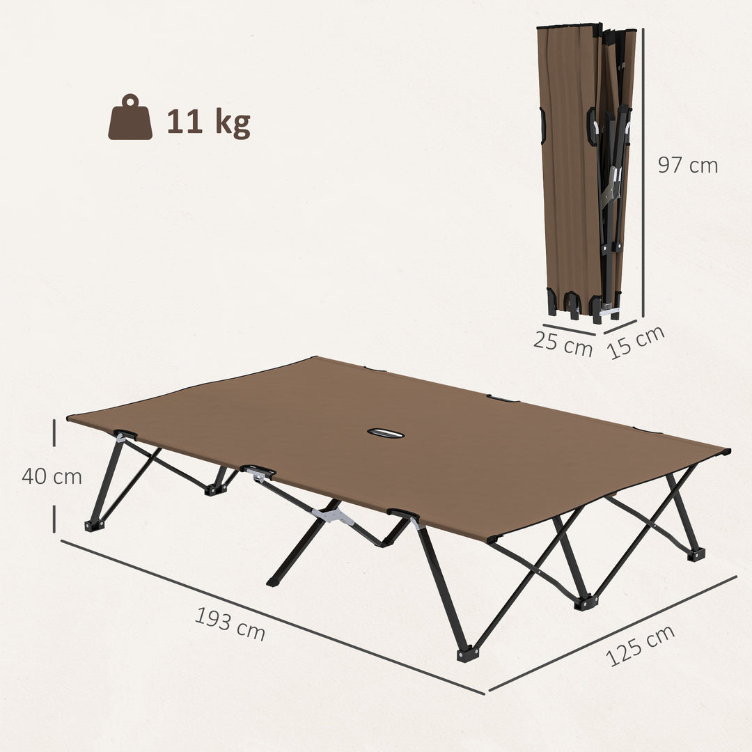 Double Camping Cot Bed, with Bag - Khaki
