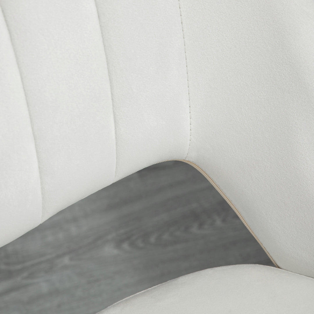 Armless Velvet-Feel Office Chair - Cream White