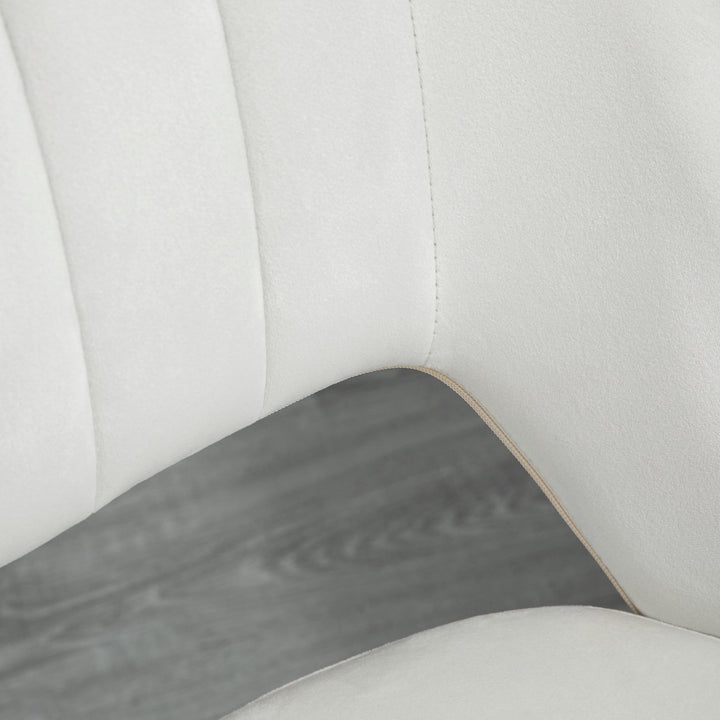 Armless Velvet-Feel Office Chair - Cream White