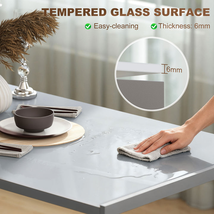 120cm Dining Table, Rectangle 4 Seater Kitchen Table with Tempered Gla
