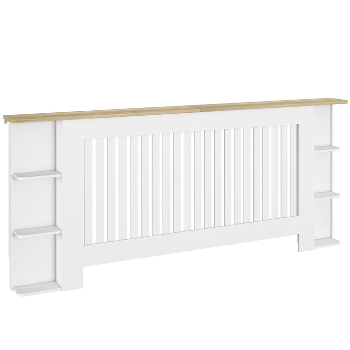 MCL Radiator Cover with Open Storage Shelves, Vertical Slatted Cabinet Shelf Heater Cover for Living Room, Hallway, Extra Large, White (H: 83 / W: 191 / D: 19 cm)