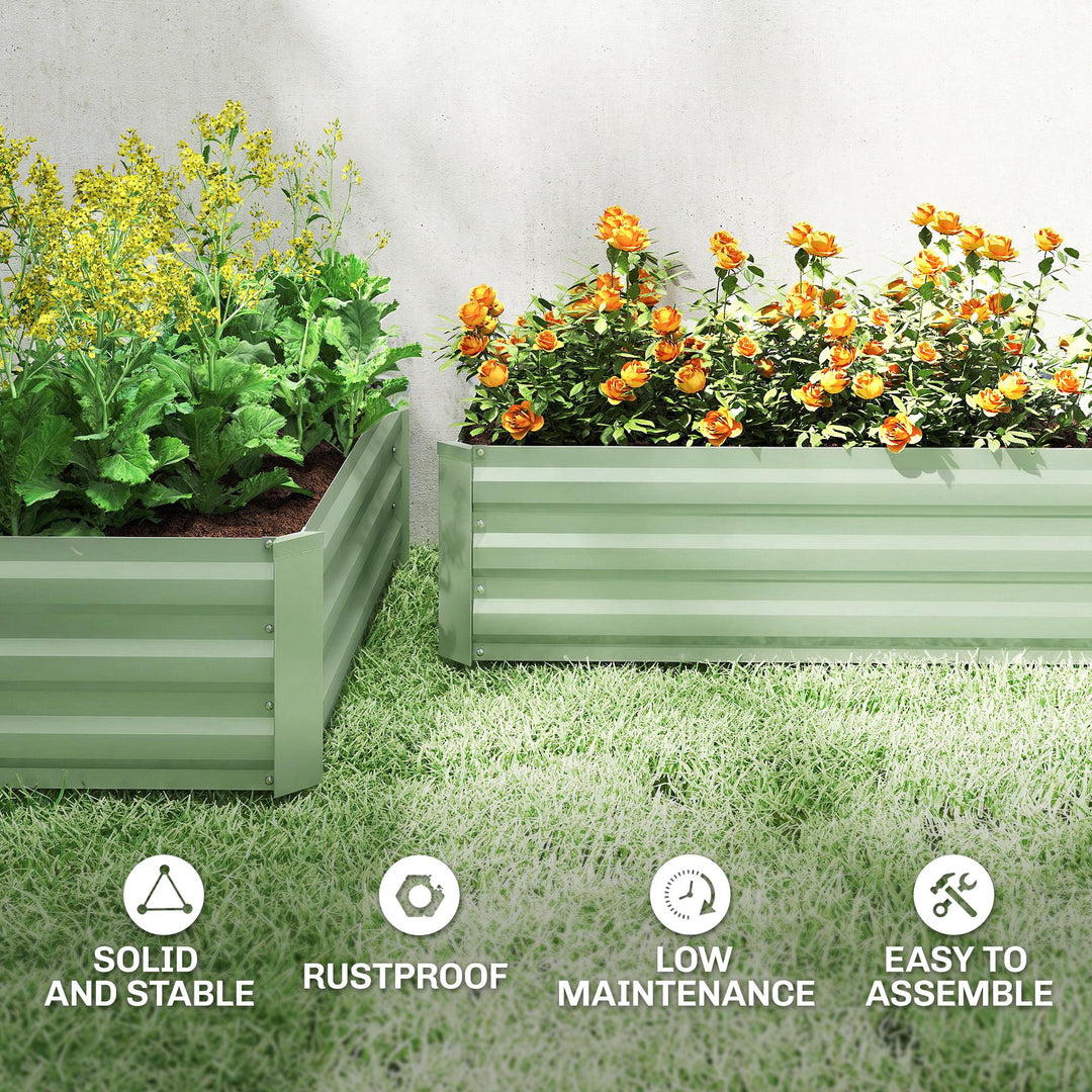 Set of Two 100 x 60cm Steel Planter Boxes - Light Green
