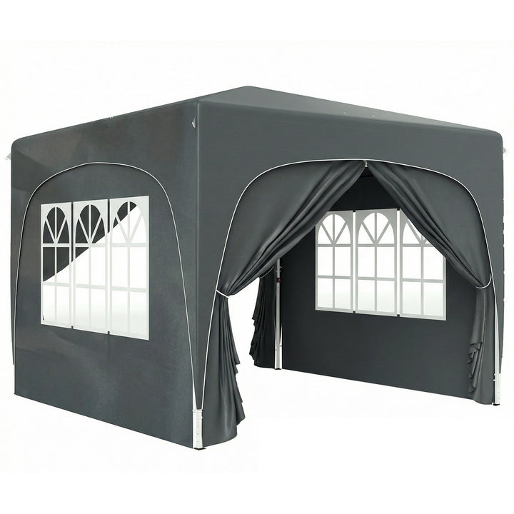 3 x 3m Pop-Up Gazebo Shelter, with Accessories - Dark Grey