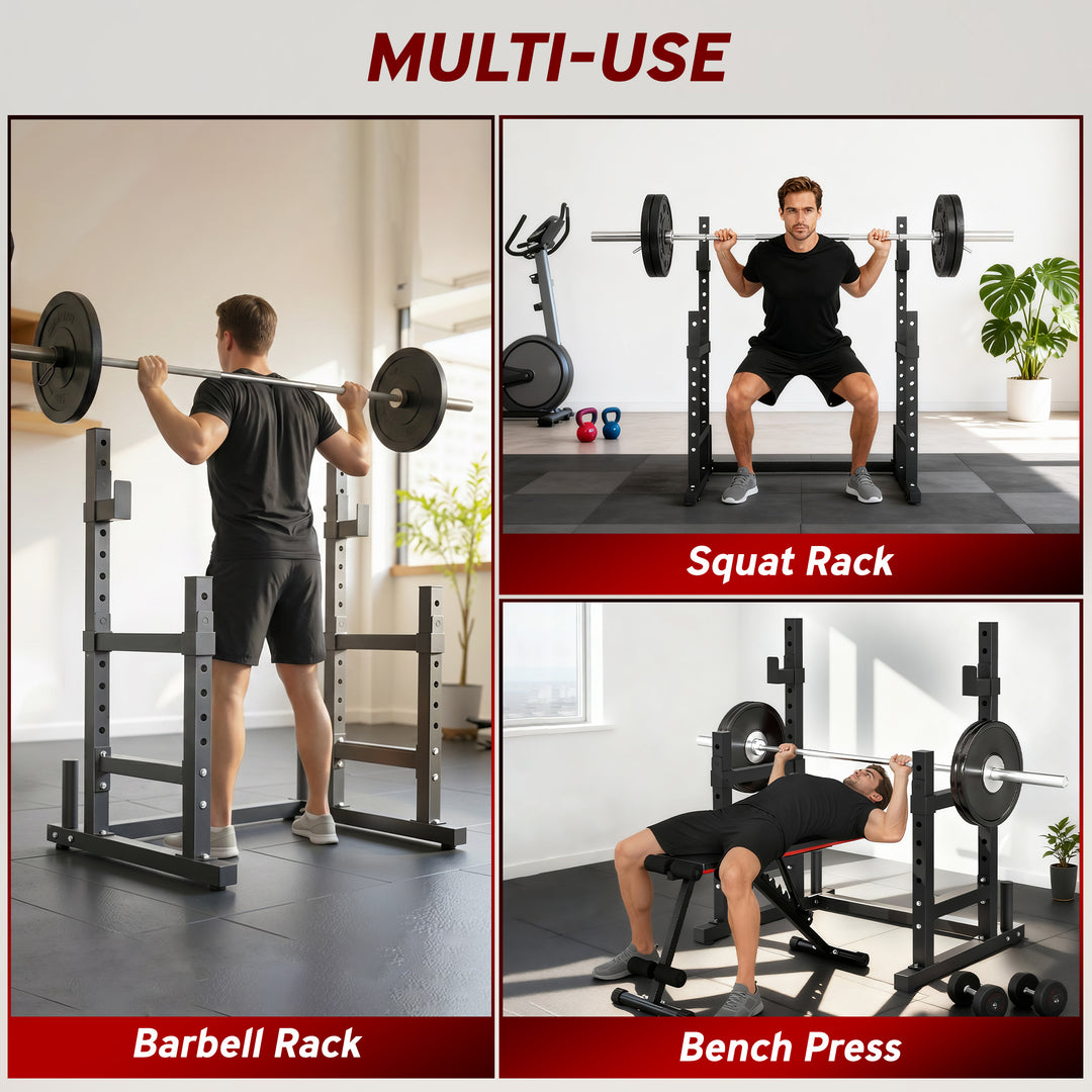Adjustable Squat Rack with Plate Holders, 300 kg Load