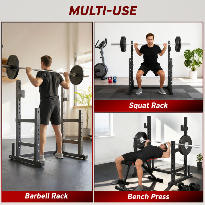 Adjustable Squat Rack with Plate Holders, 300 kg Load