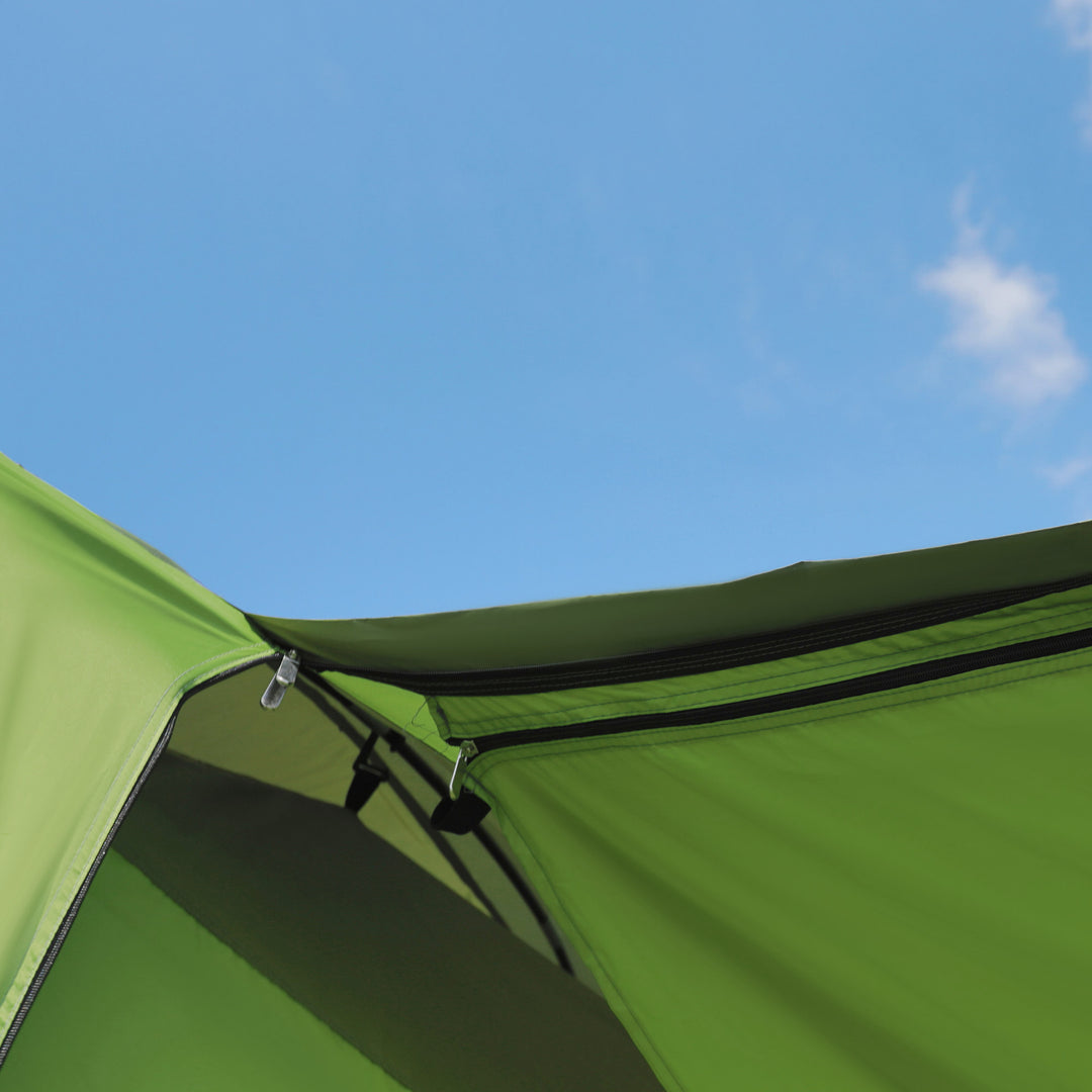 Tunnel Tent Camping Shelter w/ Porch, Two Rooms, Lamp Hook, Portable Carry Bag