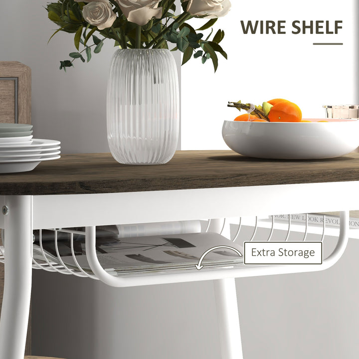 MCL 3-Piece Dining Table and Chairs Set, Oval Kitchen Table with 2 Chairs, with Wire Storage Shelf and Steel Frame, Natural