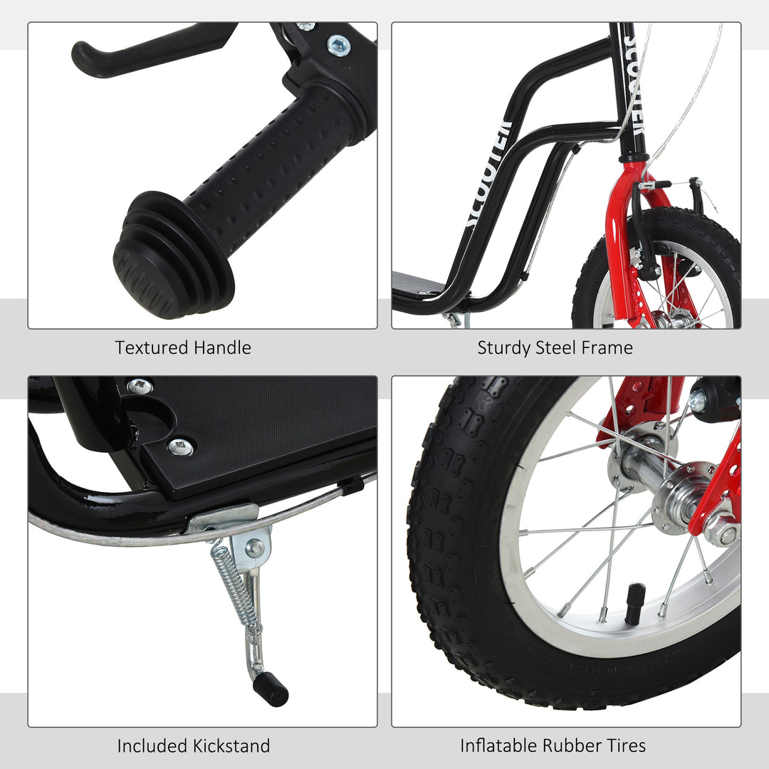 Teen Kick Scooter with Adjustable Handlebar, Inflatable Wheels, Two Brakes, Black