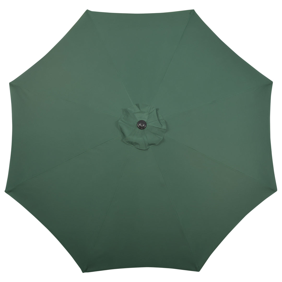 Garden 3 m Parasol Umbrella, Outdoor Market Table Umbrella Sun Shade Canopy with 8 Ribs, Easy Push to Open, Green