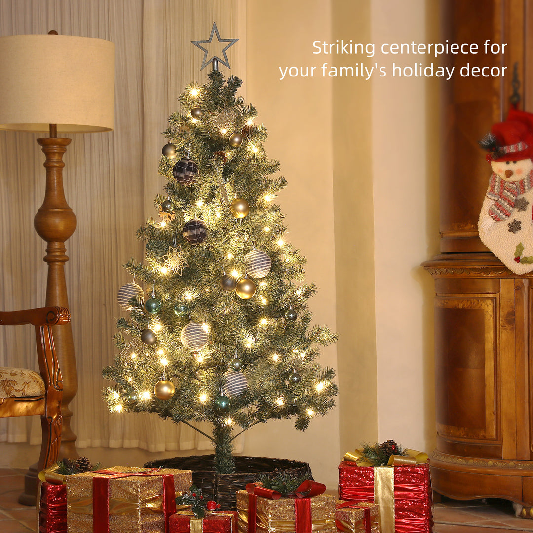 5ft Pre-Lit Xmas Tree with Decorations, Green, Blue and Warm White