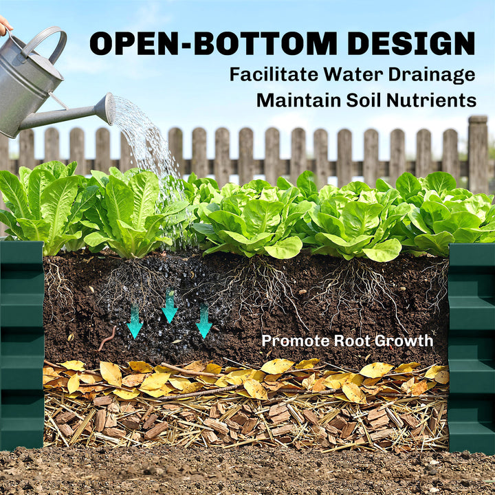 Set of 2 Raised Beds for Garden, Galvanised Outdoor Planters for Herbs
