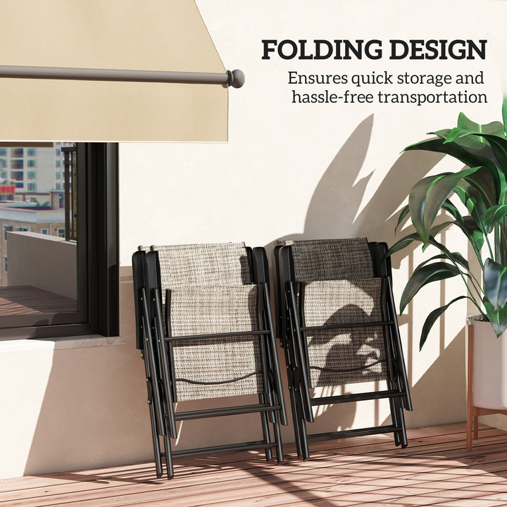 Set of Four Folding Outdoor Chairs - Black/Grey