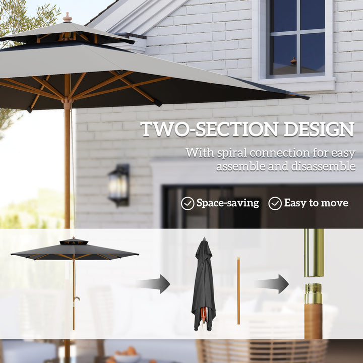 3 m Square Canopy Parasol - Black