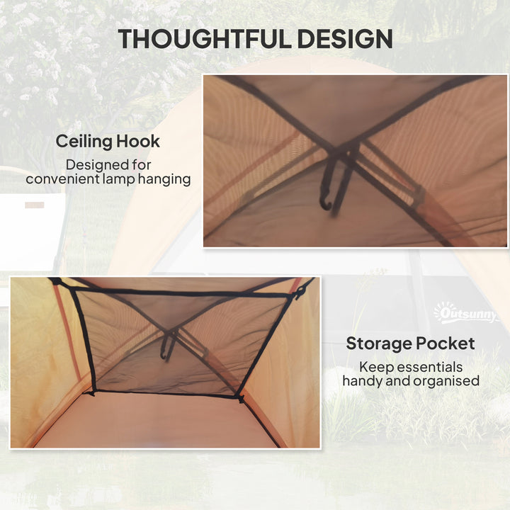 3-4 Person Camping Tent, Easy Set Up 3-4 Man Tent w/ Sewn-in Groundshe