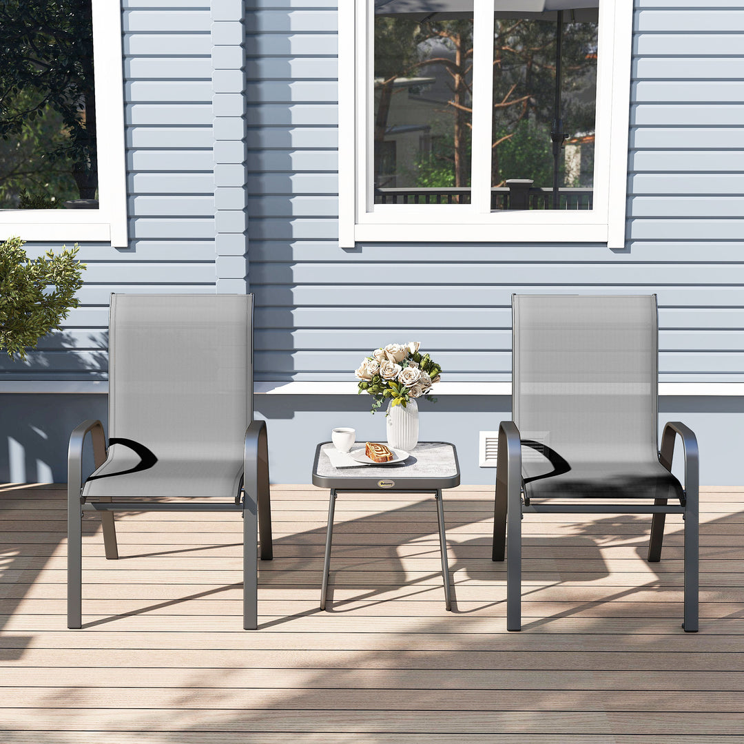 Three-Piece Metal Frame Garden Seating Set - Grey