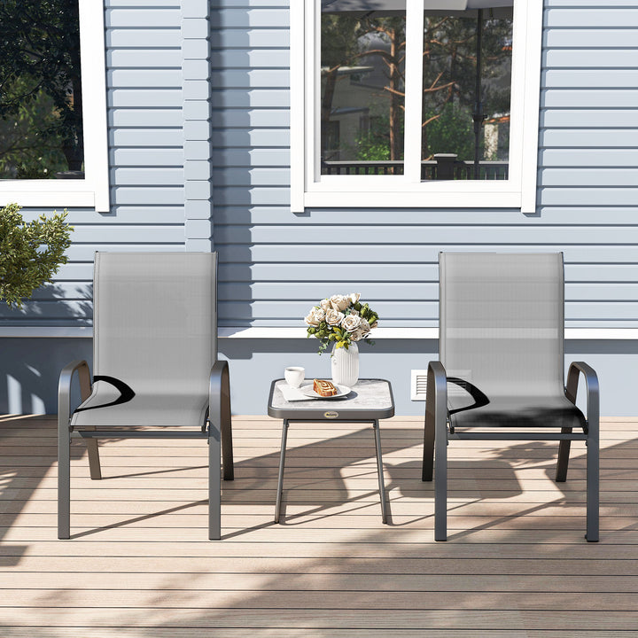 Three-Piece Metal Frame Garden Seating Set - Grey