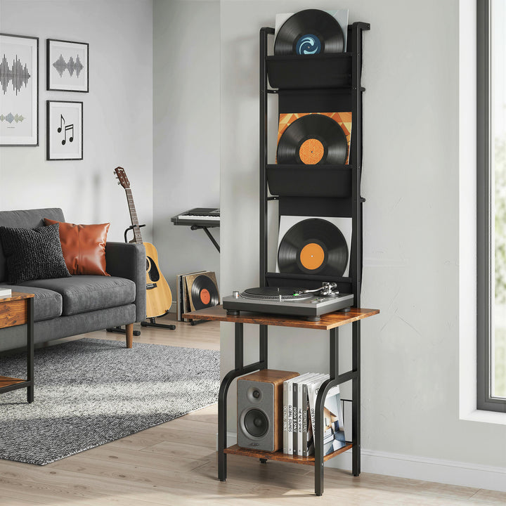 Vinyl Record Player Stand Record Storage with Player Stand Oxford Fabr