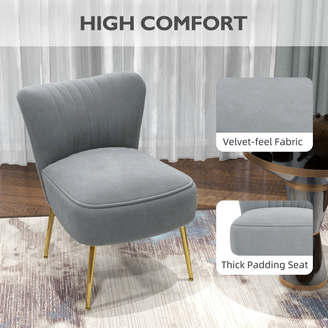 Velvet-Feel Tub Accent Chair - Grey