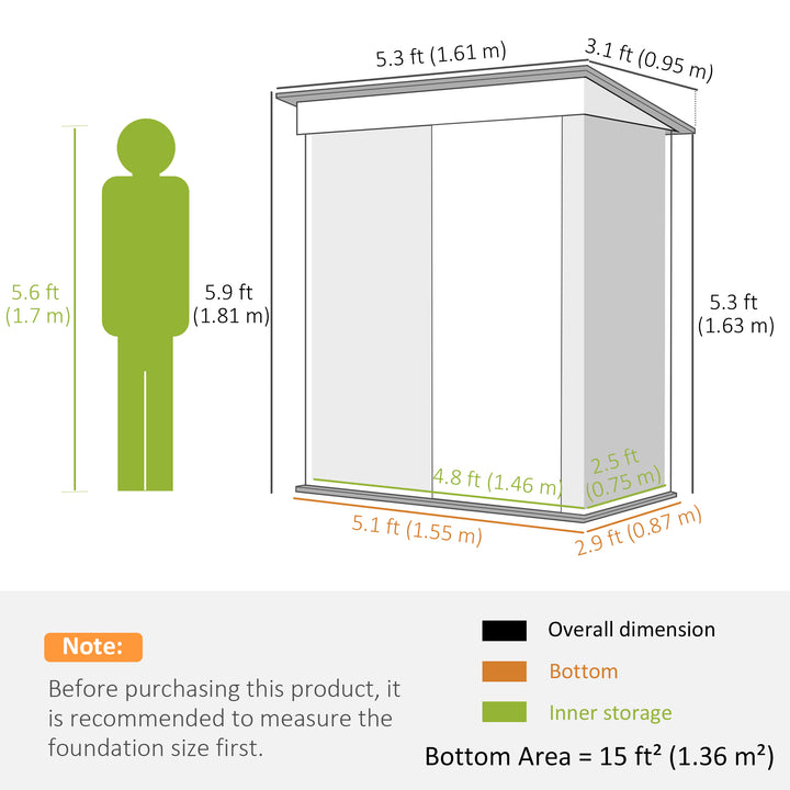 Outsunny Metal Garden Shed, Outdoor Lean