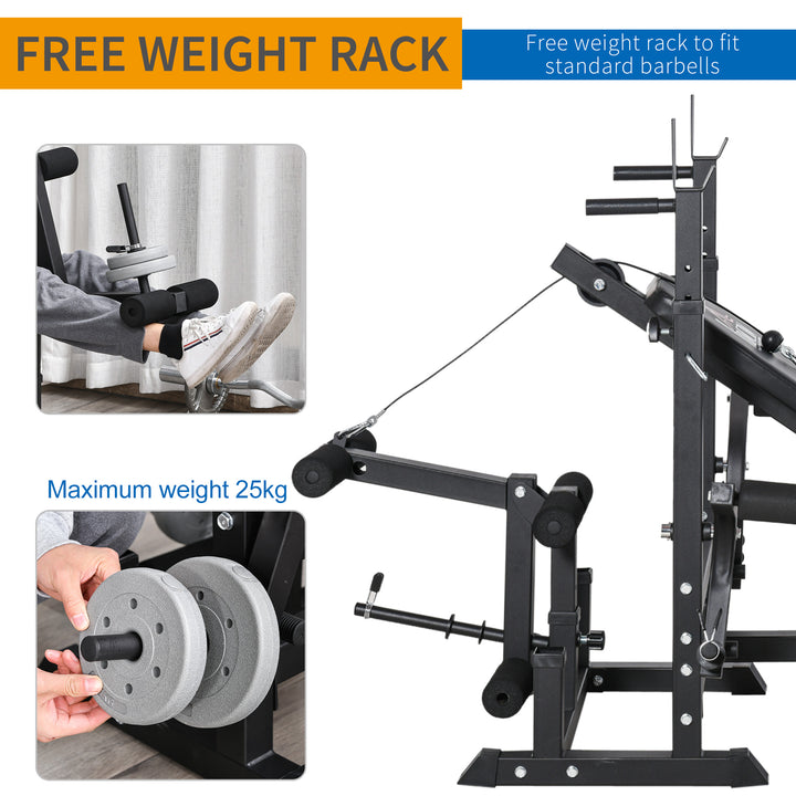 Weight Bench, 6 in 1 Adjustable Bench Press with Leg Extension, Barbell Rack, Preacher Curl Pad, Resistance Band, Multi-Function Home Gym Equipment for Strength Training Weightlifting