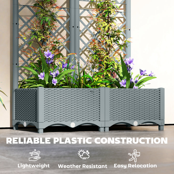 Raised Garden Bed with Trellis, Plastic Planter Box with Drainage Hole