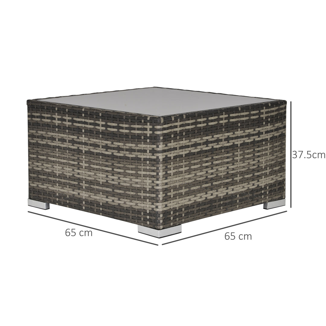 MCL Square PE Wicker Rattan Table with Glass Top - Dark Grey